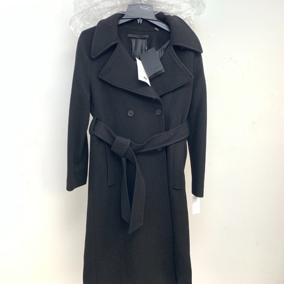 Andrew Marc NWT Elegant BLACK Sculpted Twill Double-Breasted Coat size 2,4,6,14 - Picture 5 of 7